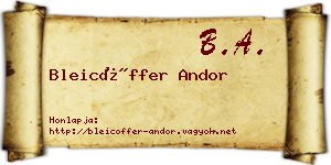 Bleicöffer Andor névjegykártya